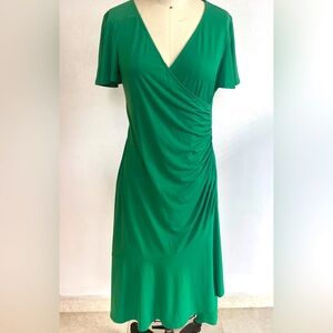 Kensie Dresses - Green Jersey Draped Midi Dress - Size M - Pre-Owned